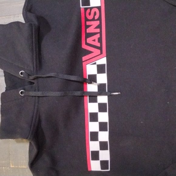 VANS BLACK CHECKER BOARD HOODIE SZ S (A BIT OVERSIZED) UNISEX - Picture 3 of 8